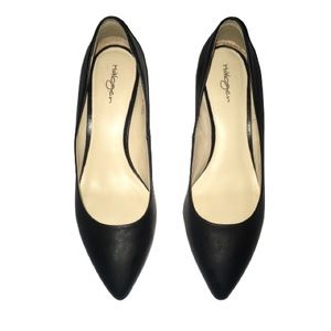 Halogen Black Leather Pointed Closed Toe Heels 8.5